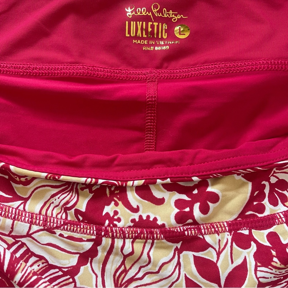 Lilly Pulitzer Luxletic Red and Cream Skirt - Size L